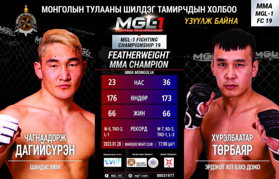  Холимог тулааны “MGL-1 FIGHTING CHAMPIONSHIP 19” тэмцээн болно