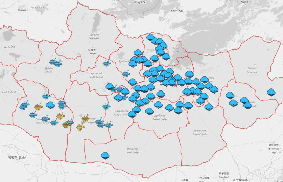 Цас орж, шуурч байгаа аймаг сумд 