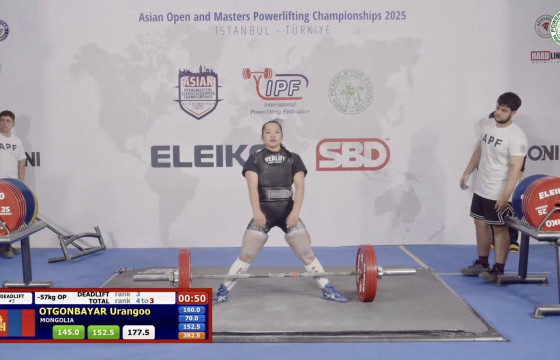 О.Урангоо Пауэрлифтингийн Азийн аваргаас хүрэл медаль хүртлээ